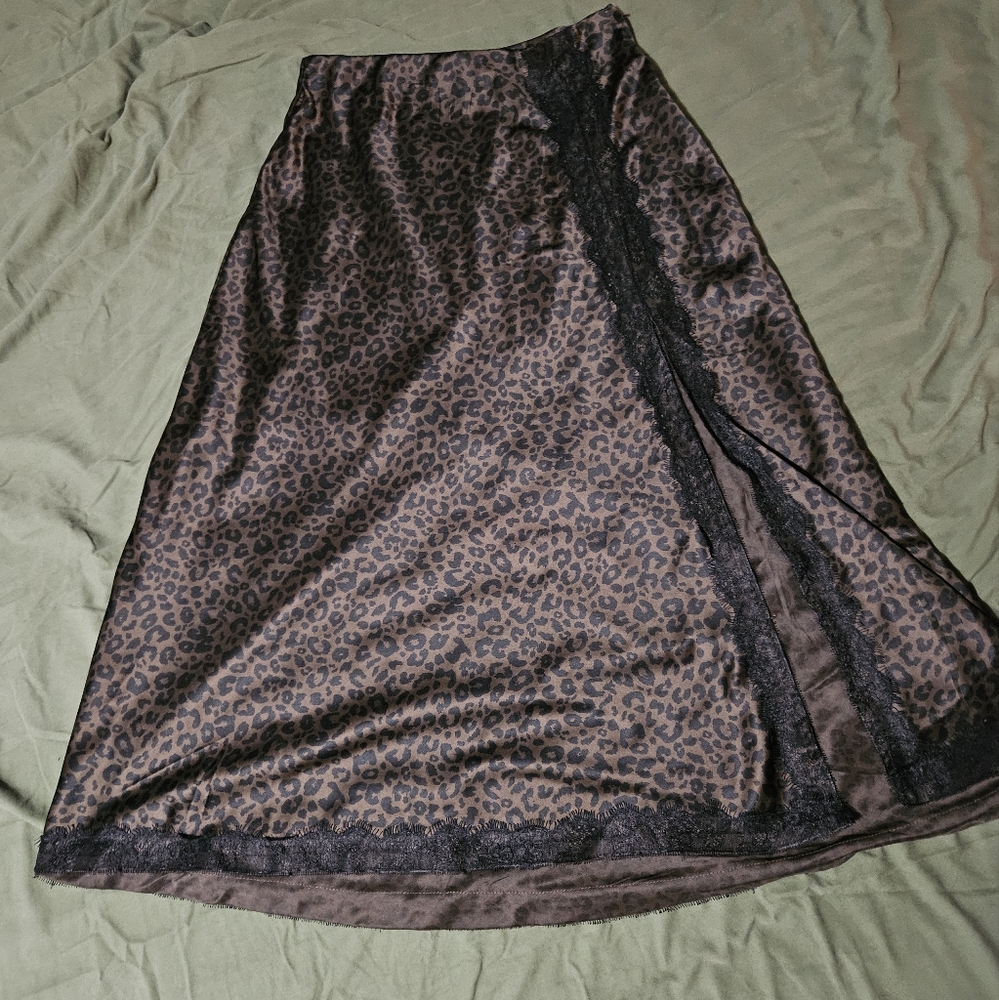 Thor & Fable Brown Leopard Print Skirt